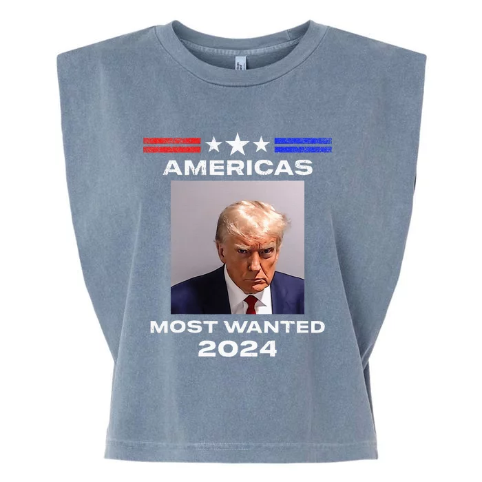 Americas Most Wanted Trump 2024 Garment-Dyed Women's Muscle Tee