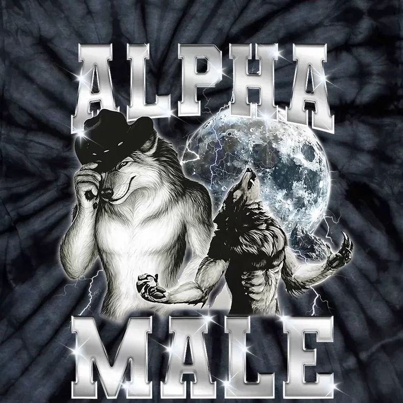 Alpha Male Wolf Meme Ironic Brainrot Tie-Dye T-Shirt