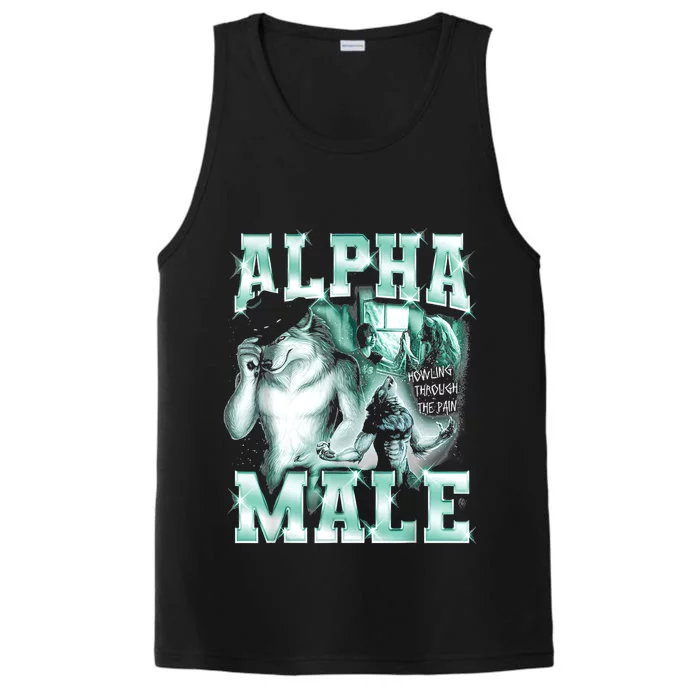 Alpha Male Wolf Meme Performance Tank