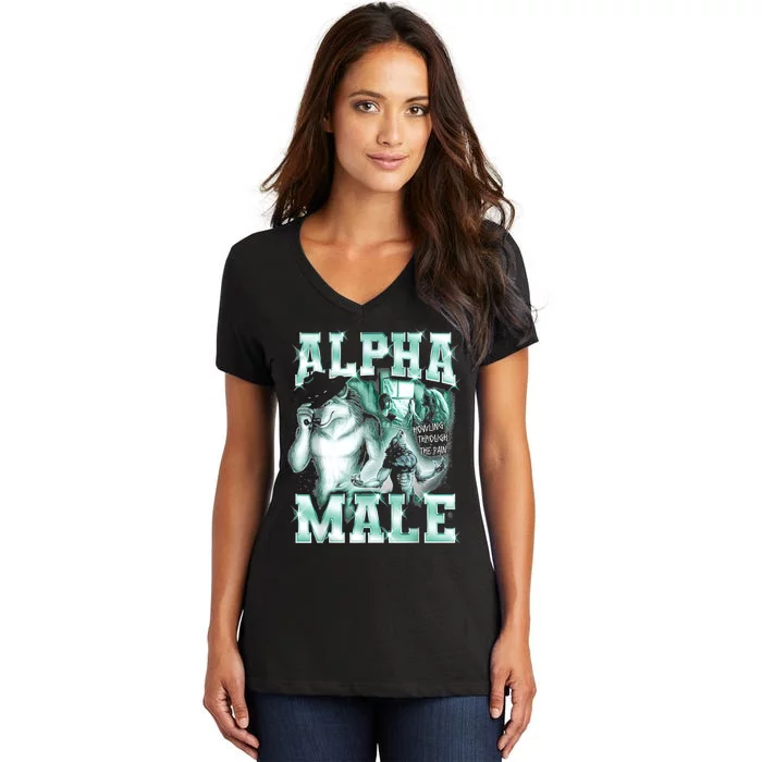 Alpha Male Wolf Meme Women's V-Neck T-Shirt