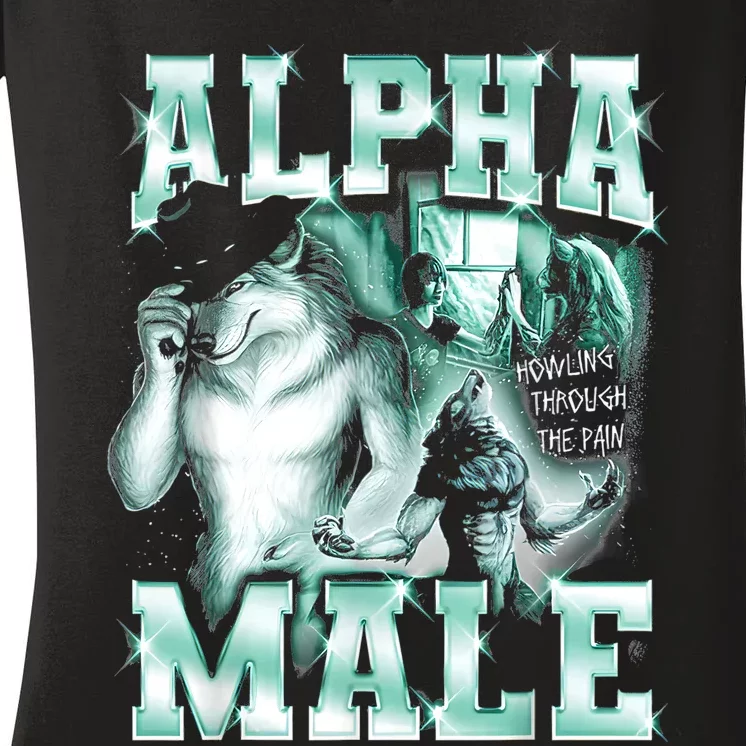 Alpha Male Wolf Meme Women's V-Neck T-Shirt