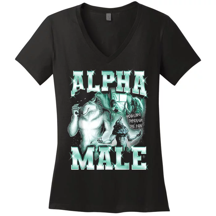 Alpha Male Wolf Meme Women's V-Neck T-Shirt