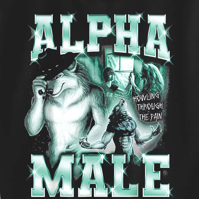 Alpha Male Wolf Meme Kids Sweatshirt