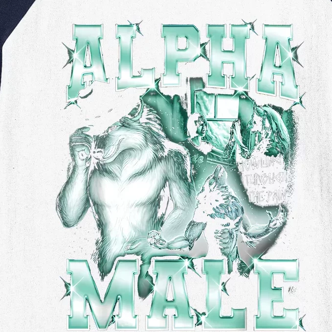 Alpha Male Wolf Meme Baseball Sleeve Shirt