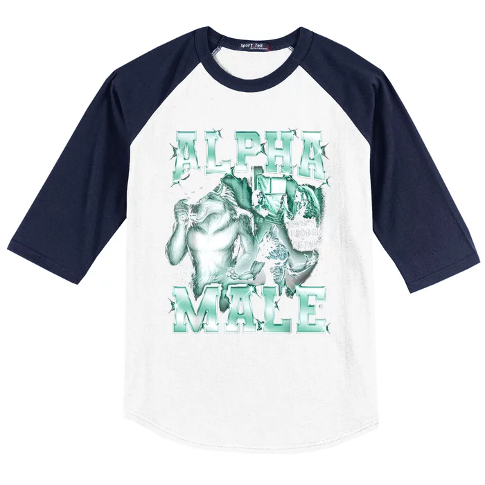 Alpha Male Wolf Meme Baseball Sleeve Shirt