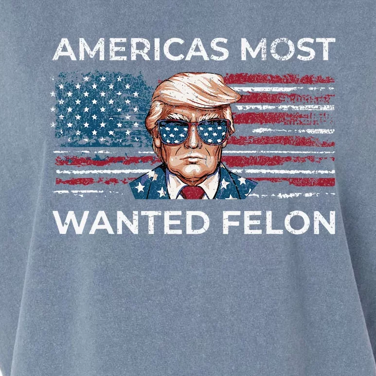 Americas Most Wanted Felon Funny Pro Trump 2024 Garment-Dyed Women's Muscle Tee