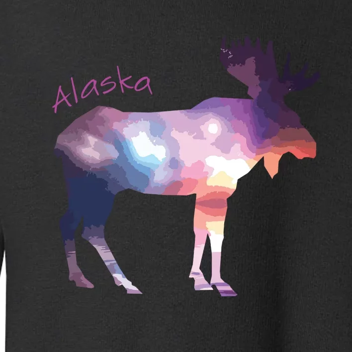 Alaska Moose Within The Borealis And The Polar Sky Toddler Sweatshirt