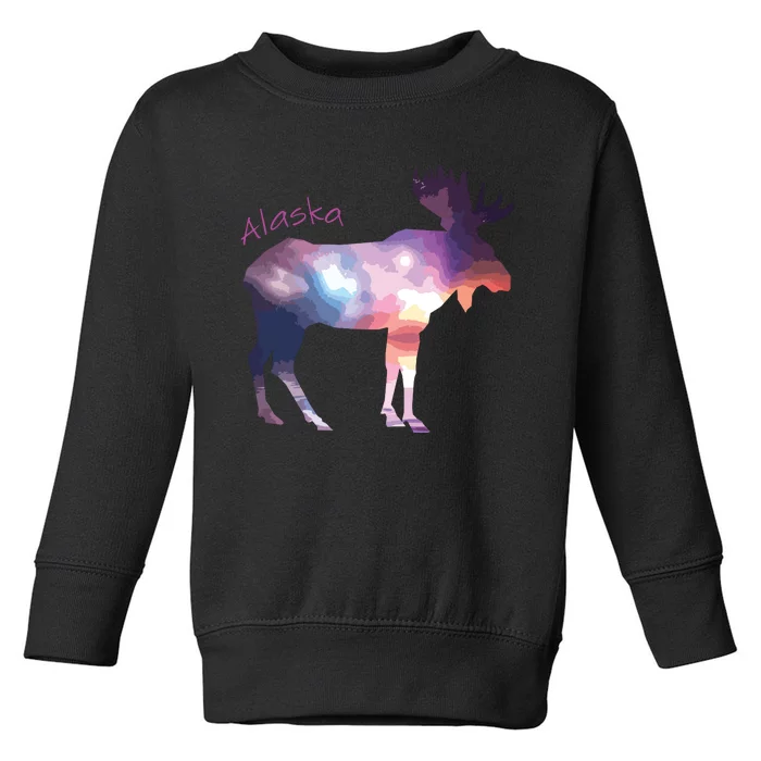 Alaska Moose Within The Borealis And The Polar Sky Toddler Sweatshirt