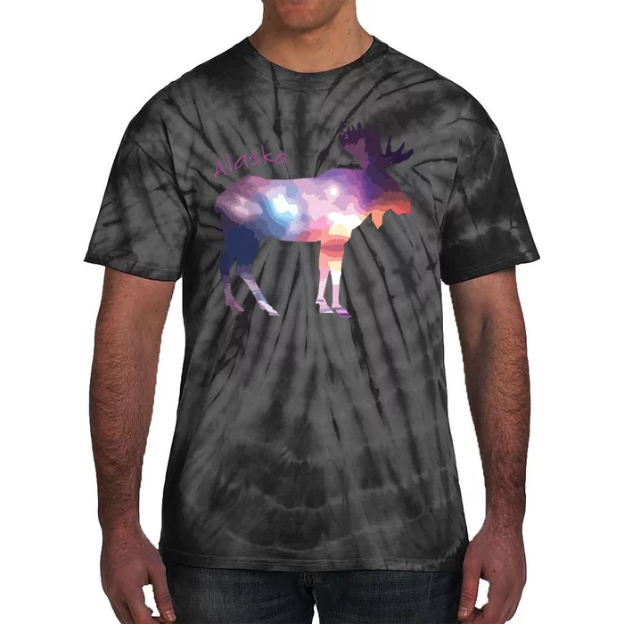 Alaska Moose Within The Borealis And The Polar Sky Tie-Dye T-Shirt