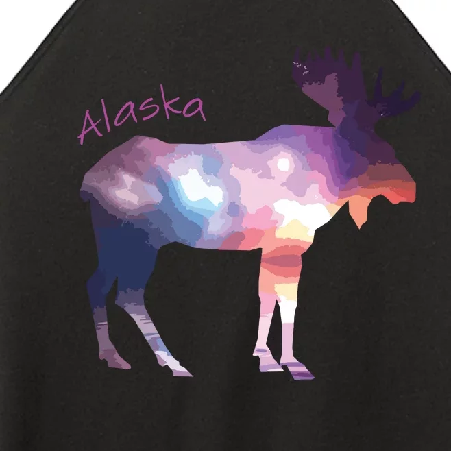 Alaska Moose Within The Borealis And The Polar Sky Women’s Perfect Tri Rocker Tank