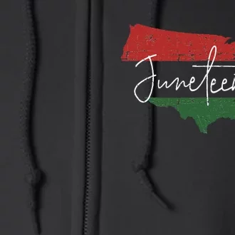 American Map With Pan African Flag For Juneteenth Since 1865 Full Zip Hoodie