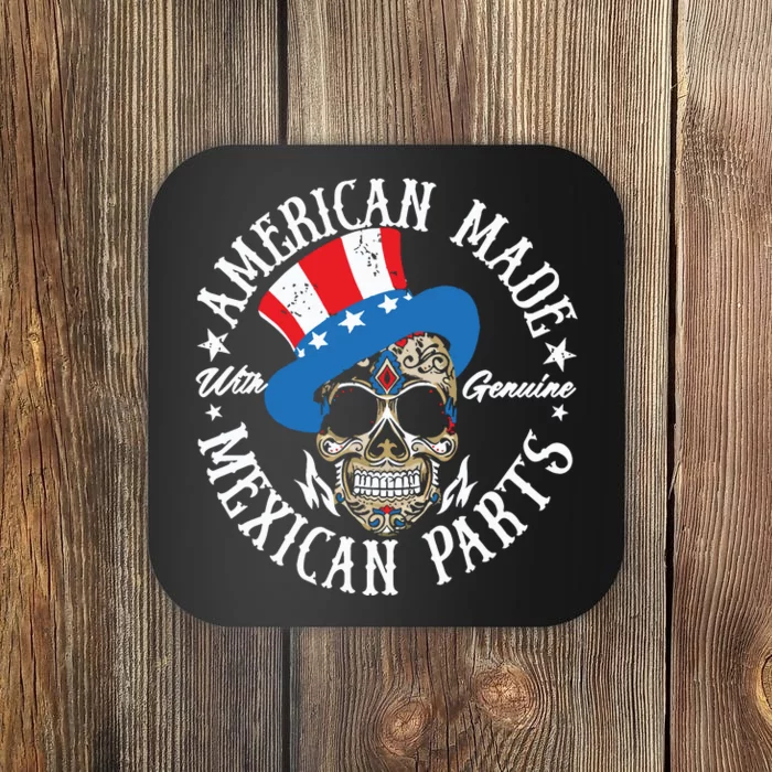 American Made With Genuine Mexican Parts Skull Coaster