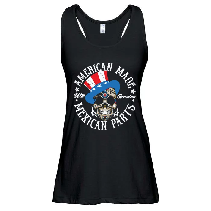 American Made With Genuine Mexican Parts Skull Ladies Essential Flowy Tank