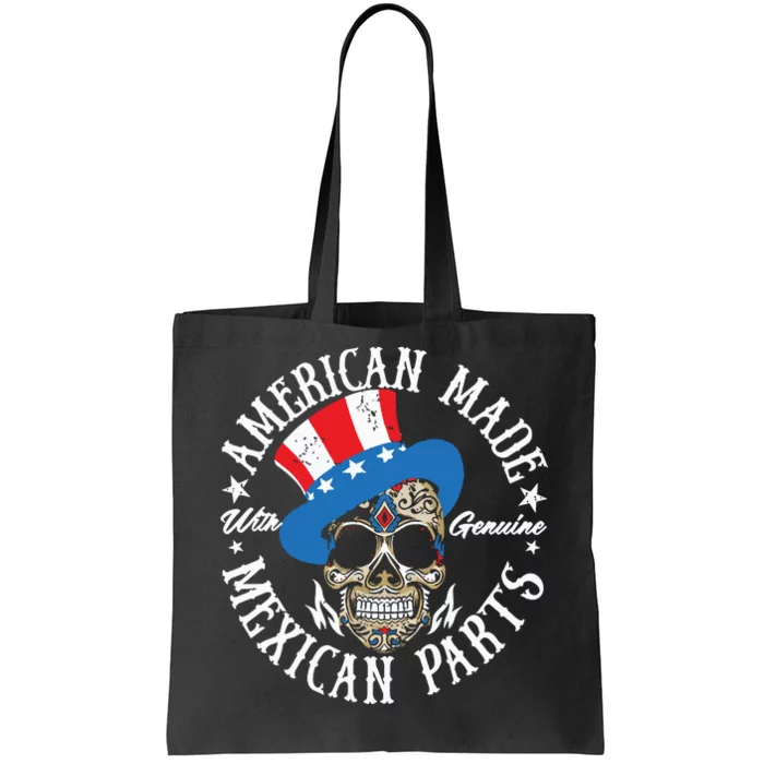 American Made With Genuine Mexican Parts Skull Tote Bag