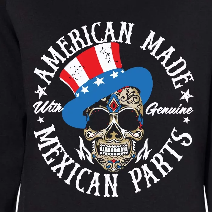 American Made With Genuine Mexican Parts Skull Womens California Wash Sweatshirt