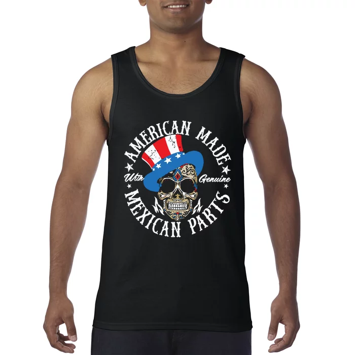 American Made With Genuine Mexican Parts Skull Tank Top