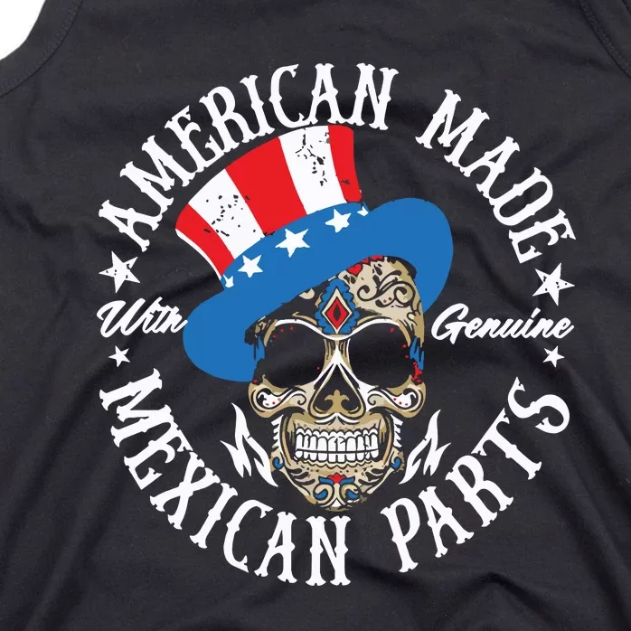 American Made With Genuine Mexican Parts Skull Tank Top