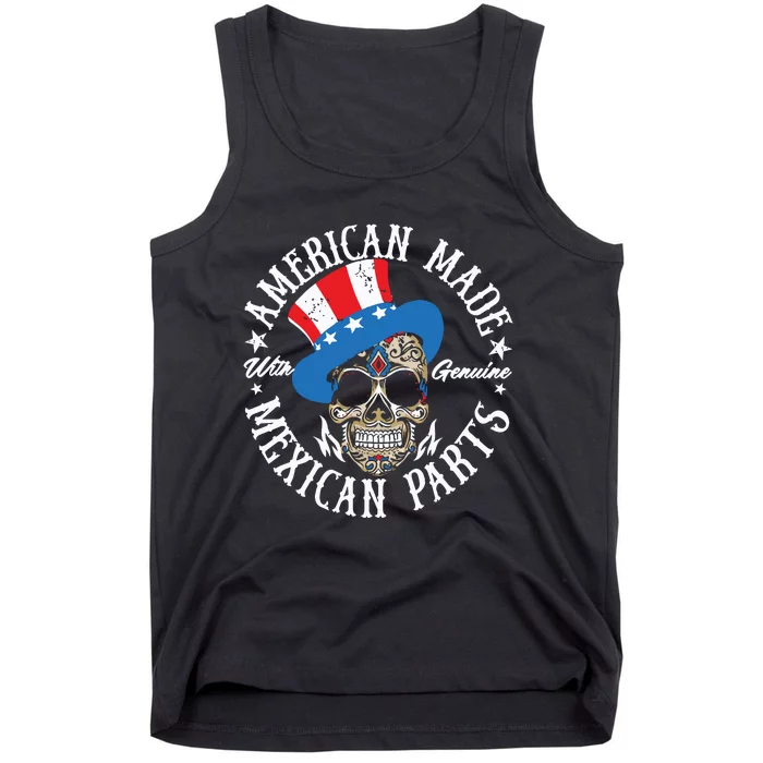 American Made With Genuine Mexican Parts Skull Tank Top