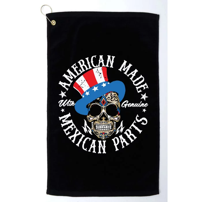 American Made With Genuine Mexican Parts Skull Platinum Collection Golf Towel