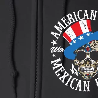 American Made With Genuine Mexican Parts Skull Full Zip Hoodie