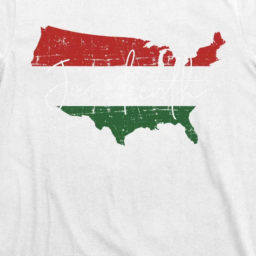 American map with pan african flag for Juneteenth since 1865 T-Shirt