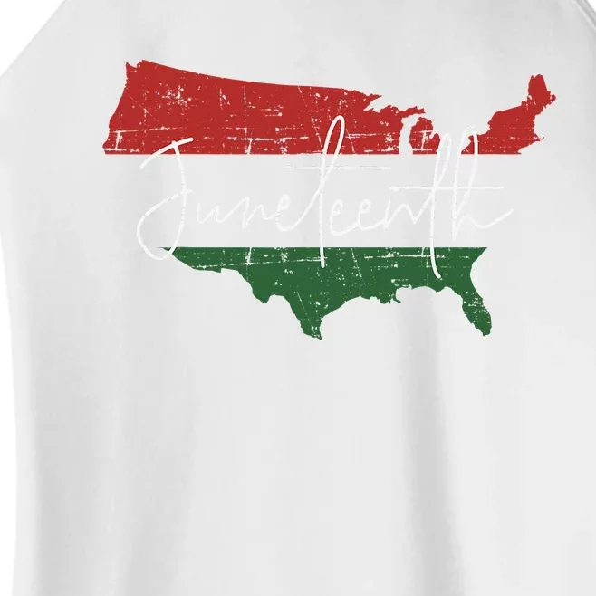 American map with pan african flag for Juneteenth since 1865 Women’s Perfect Tri Rocker Tank