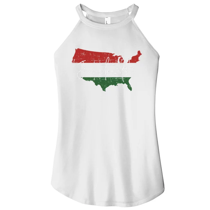 American map with pan african flag for Juneteenth since 1865 Women’s Perfect Tri Rocker Tank