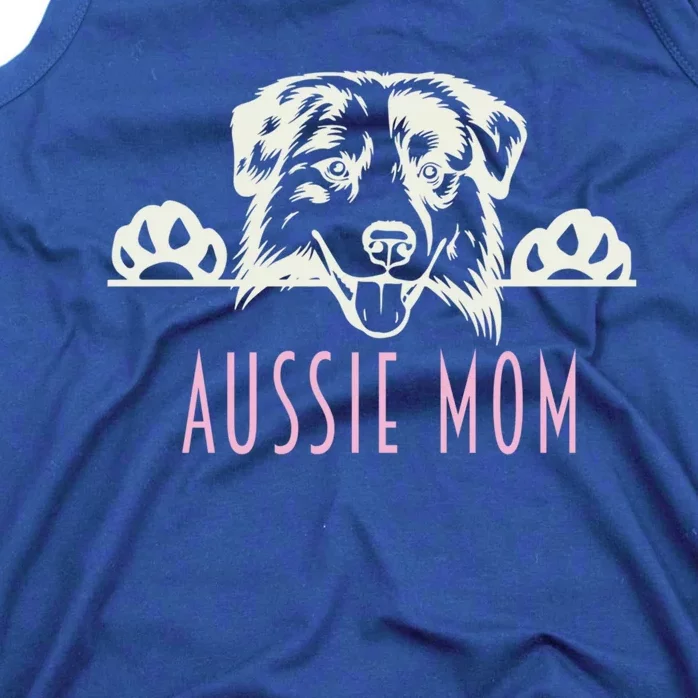 Aussie Mom With Australian Shepherd Dog Funny Gift Tank Top