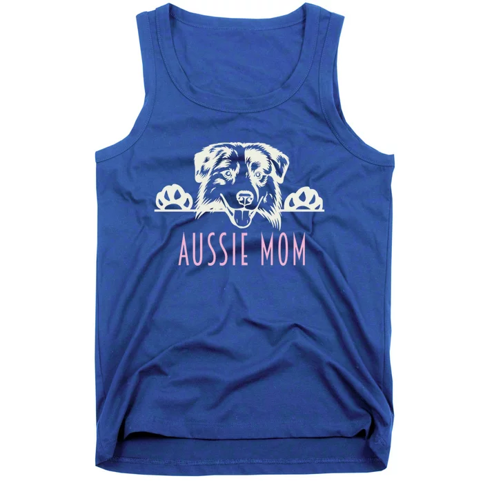 Aussie Mom With Australian Shepherd Dog Funny Gift Tank Top