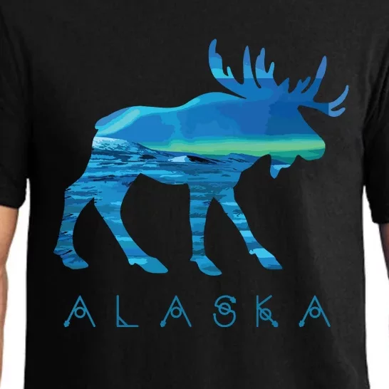 Alaskan Moose With Borealis Snow Scene Pajama Set