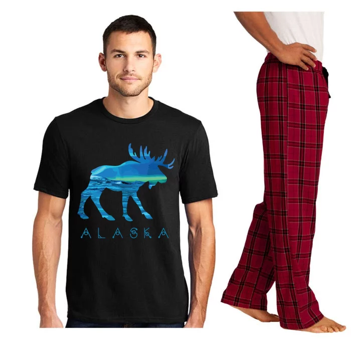 Alaskan Moose With Borealis Snow Scene Pajama Set