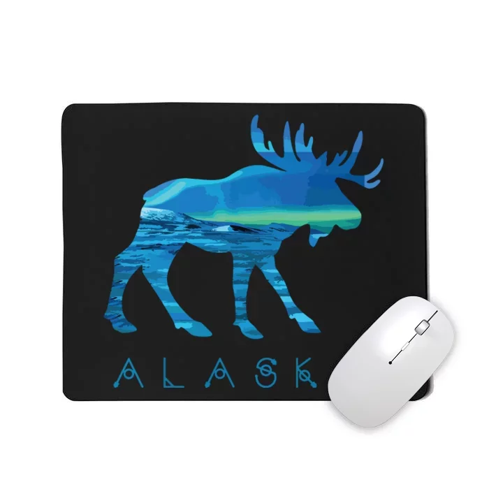 Alaskan Moose With Borealis Snow Scene Mousepad