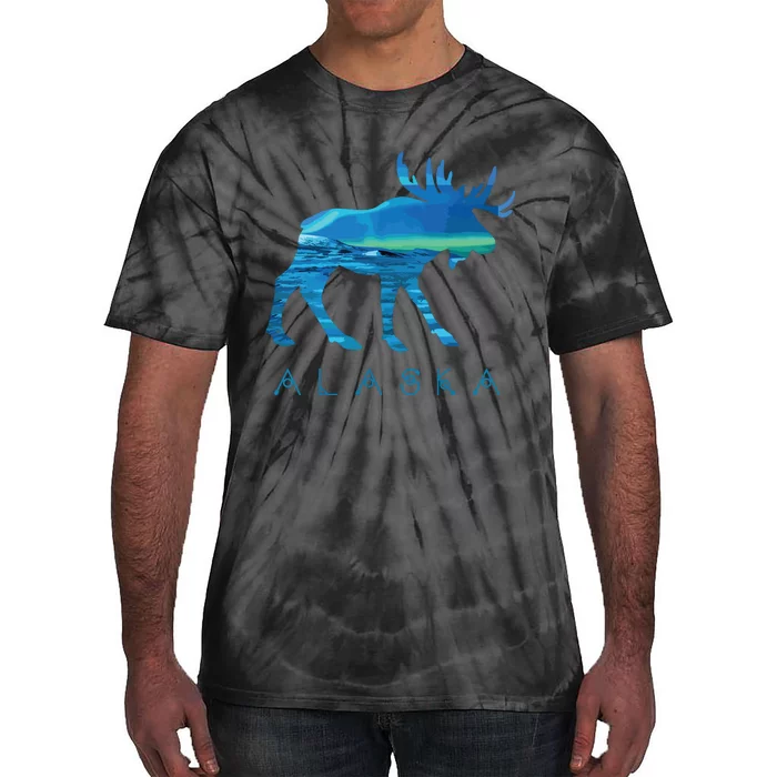 Alaskan Moose With Borealis Snow Scene Tie-Dye T-Shirt