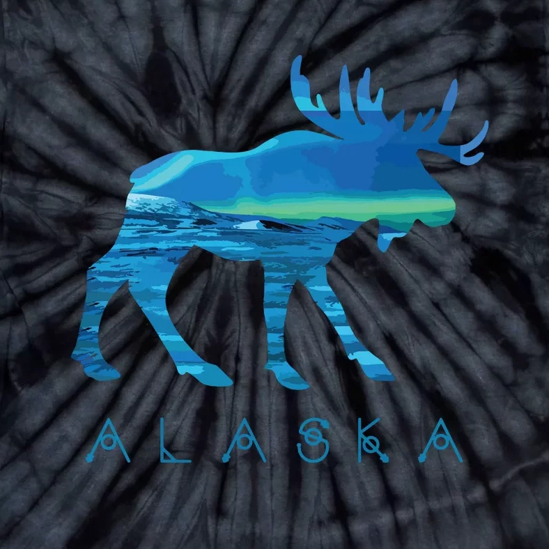 Alaskan Moose With Borealis Snow Scene Tie-Dye T-Shirt