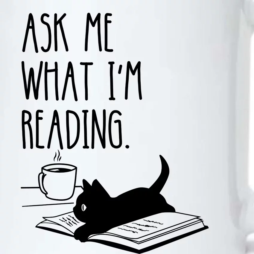 Ask Me What I'm Reading Book Illustration Black Color Changing Mug