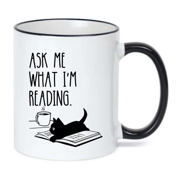 Ask Me What I'm Reading Book Illustration Black Color Changing Mug