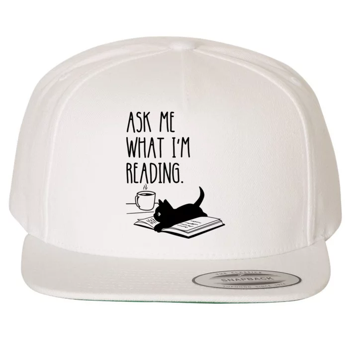 Ask Me What I'm Reading Book Illustration Wool Snapback Cap