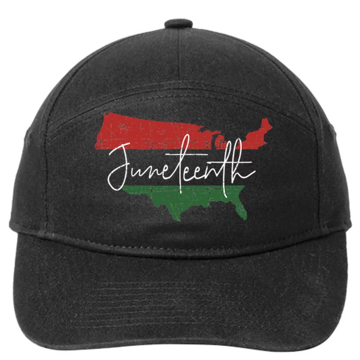 American map with pan african flag for Juneteenth since 1865 7-Panel Snapback Hat