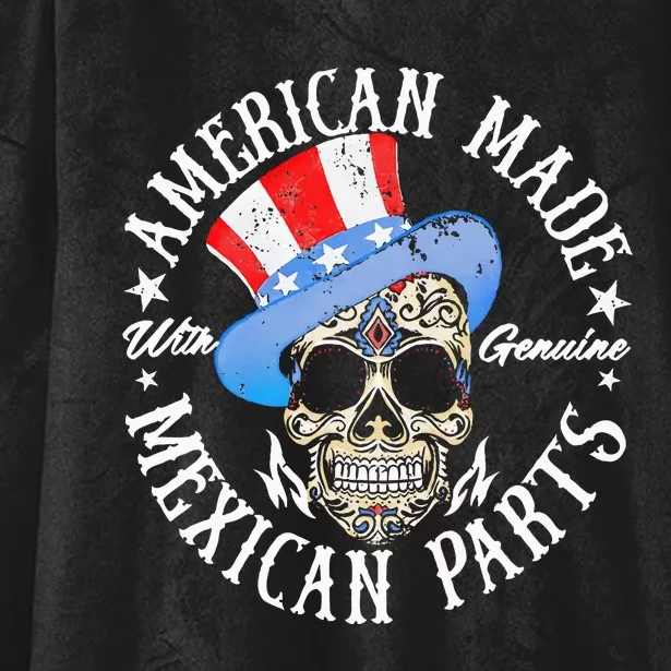 American Made With Genuine Mexican Parts Skull Hooded Wearable Blanket