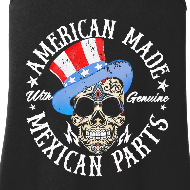 American Made With Genuine Mexican Parts Skull Ladies Essential Tank