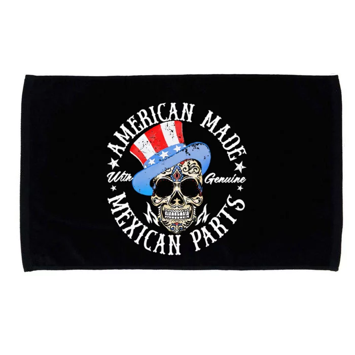 American Made With Genuine Mexican Parts Skull Microfiber Hand Towel