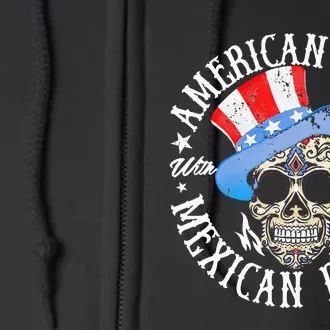 American Made With Genuine Mexican Parts Skull Full Zip Hoodie