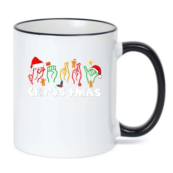 ASL Merry Xmas American Sign Language Christmas Holiday Black Color Changing Mug