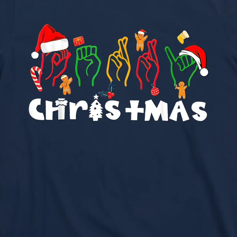 ASL Merry Xmas American Sign Language Christmas Holiday T-Shirt