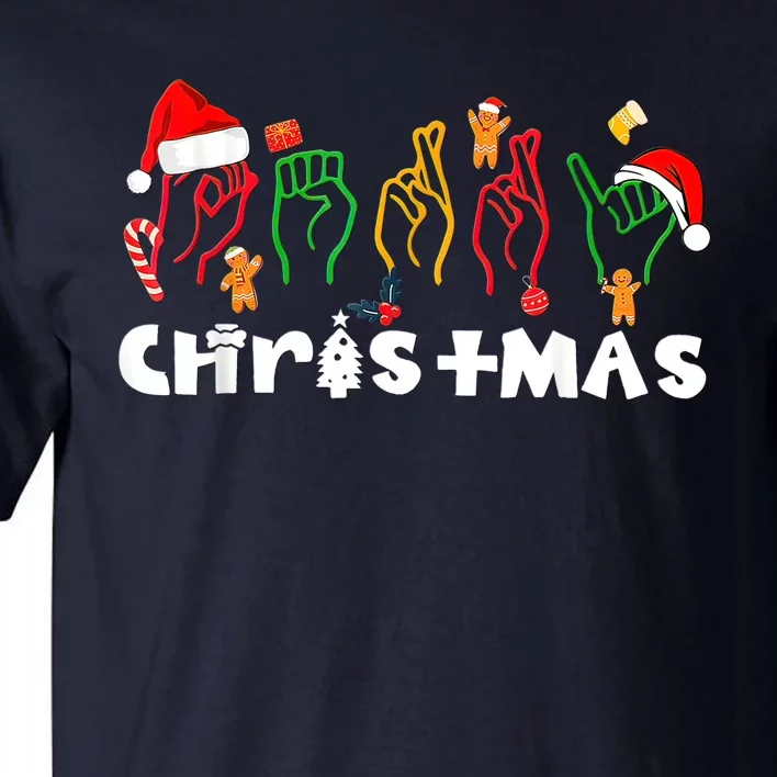 ASL Merry Xmas American Sign Language Christmas Holiday Tall T-Shirt