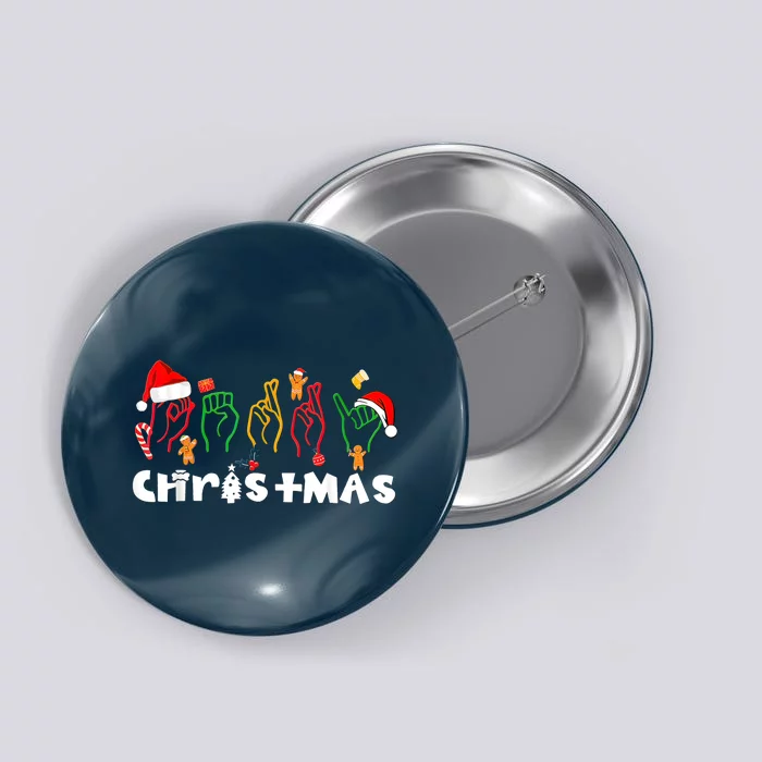 ASL Merry Xmas American Sign Language Christmas Holiday Button