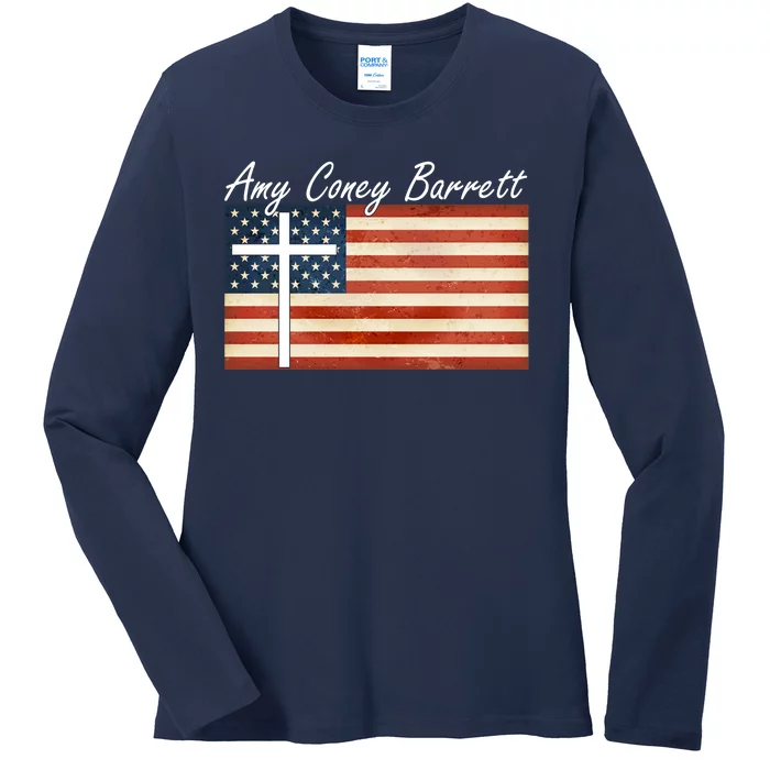 Amy Coney Barrett Christian Vintage US Flag Ladies Long Sleeve Shirt