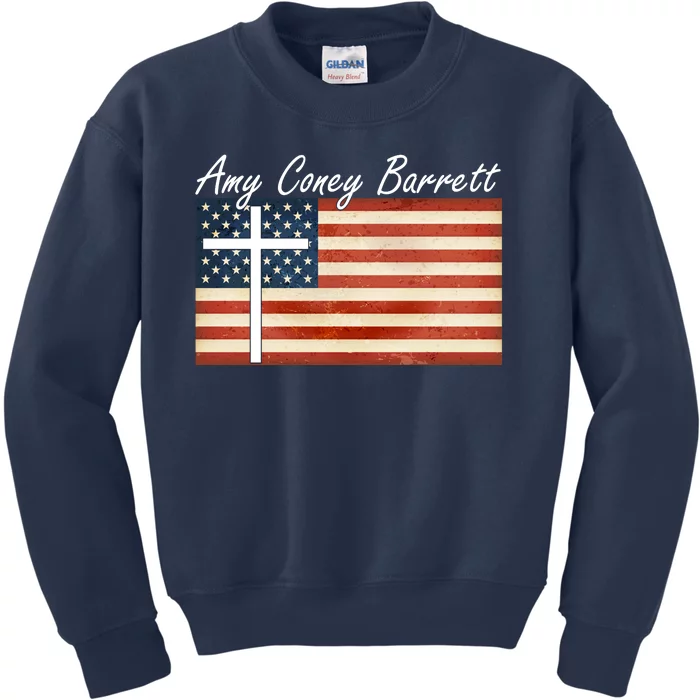 Amy Coney Barrett Christian Vintage US Flag Kids Sweatshirt