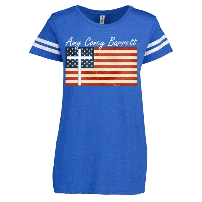 Amy Coney Barrett Christian Vintage US Flag Enza Ladies Jersey Football T-Shirt