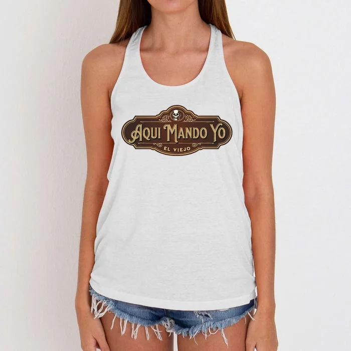 Aquí Mando Yo El Viejo Women's Knotted Racerback Tank